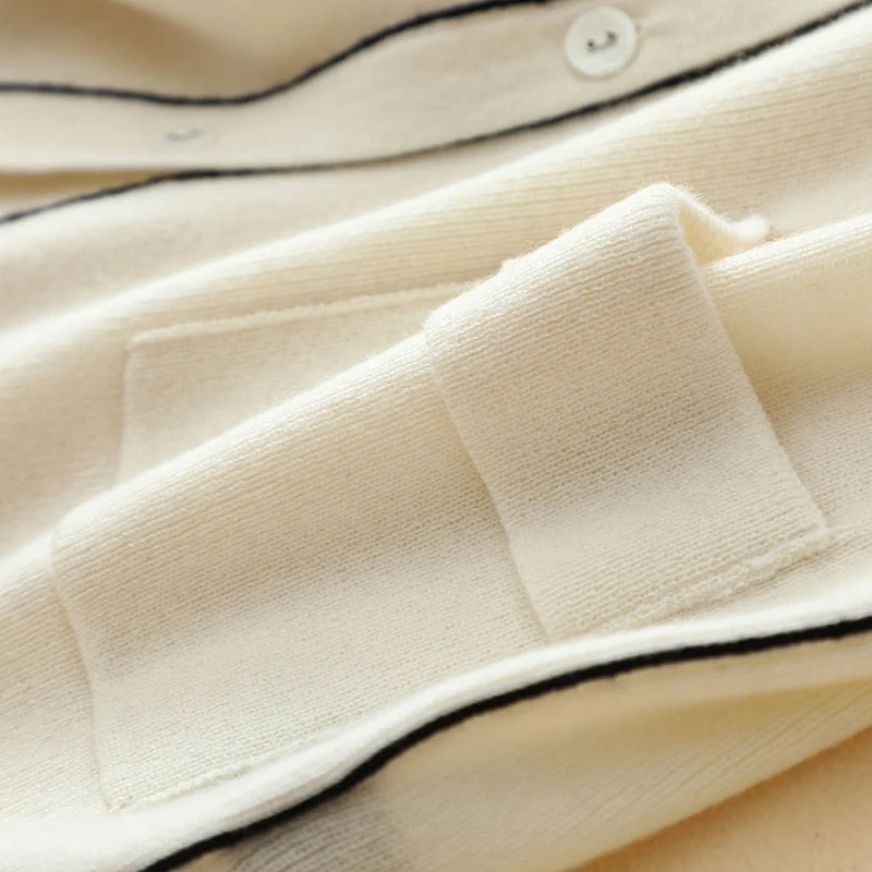 Женский кашемировый шерстяной кардиган с v-образным вырезом и длинным рукавом на