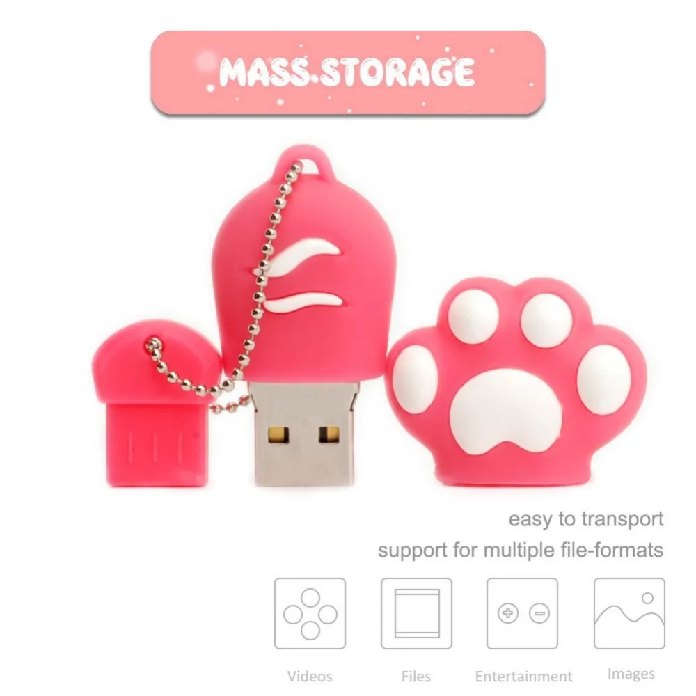 Leizhan usb флэш-накопитель 2.0 милый кошачий коготь памяти 64 г флешки 32 USB флэш-диск 16
