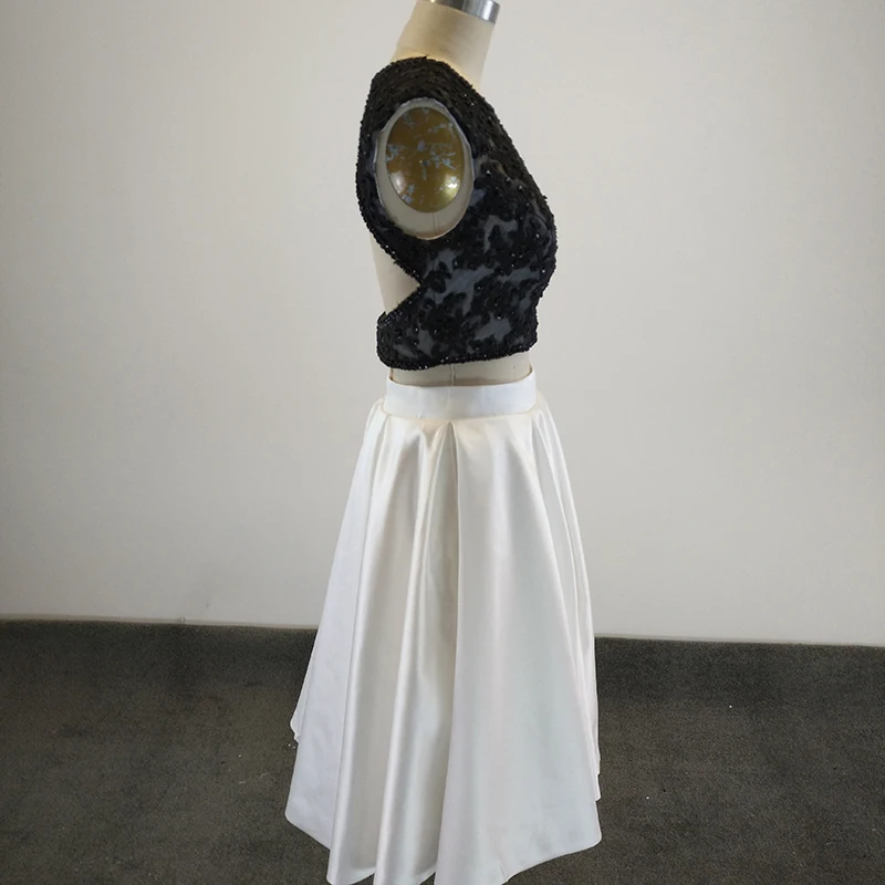 Бисероплетение сексуальный круглый вырез черный топ платье для выпускного