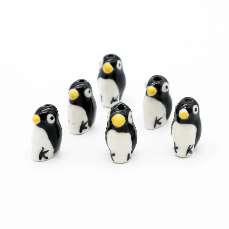 10 шт./лот 10x19 мм керамические бусины подвески в форме пингвина фарфоровые для
