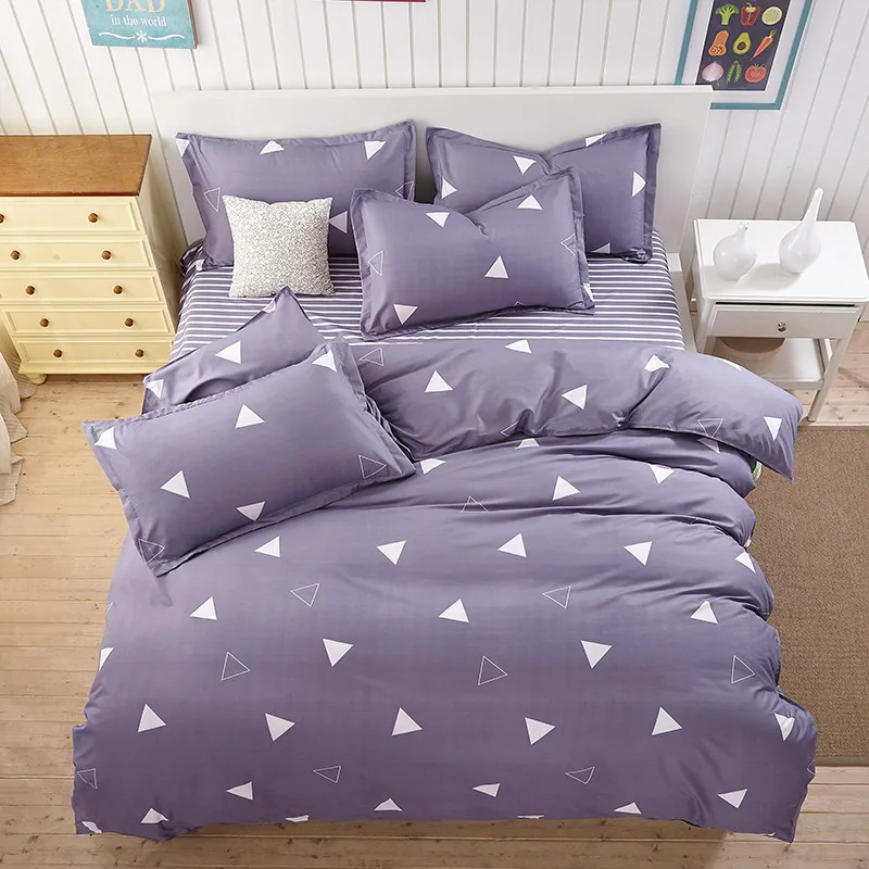 Фиолетовый геометрический дизайн 3/4 шт набор постельного белья пододеяльник