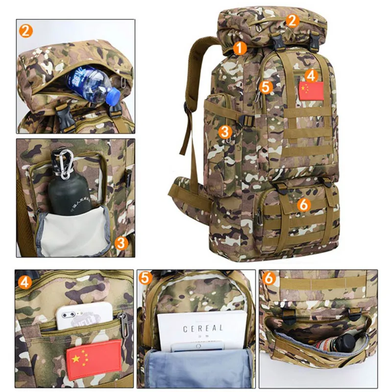 70L мужской военный тактический рюкзак для кемпинга армейская сумка