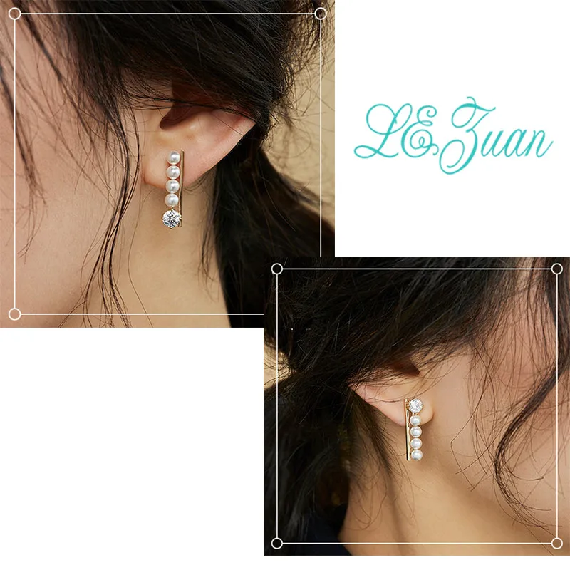 L&ampzuan Gold Plated OL Style Shell Pearls Stud Earrings for Woman S925 Silver Asymmetrical Stone Jewelry Elegant Gifts | Украшения и