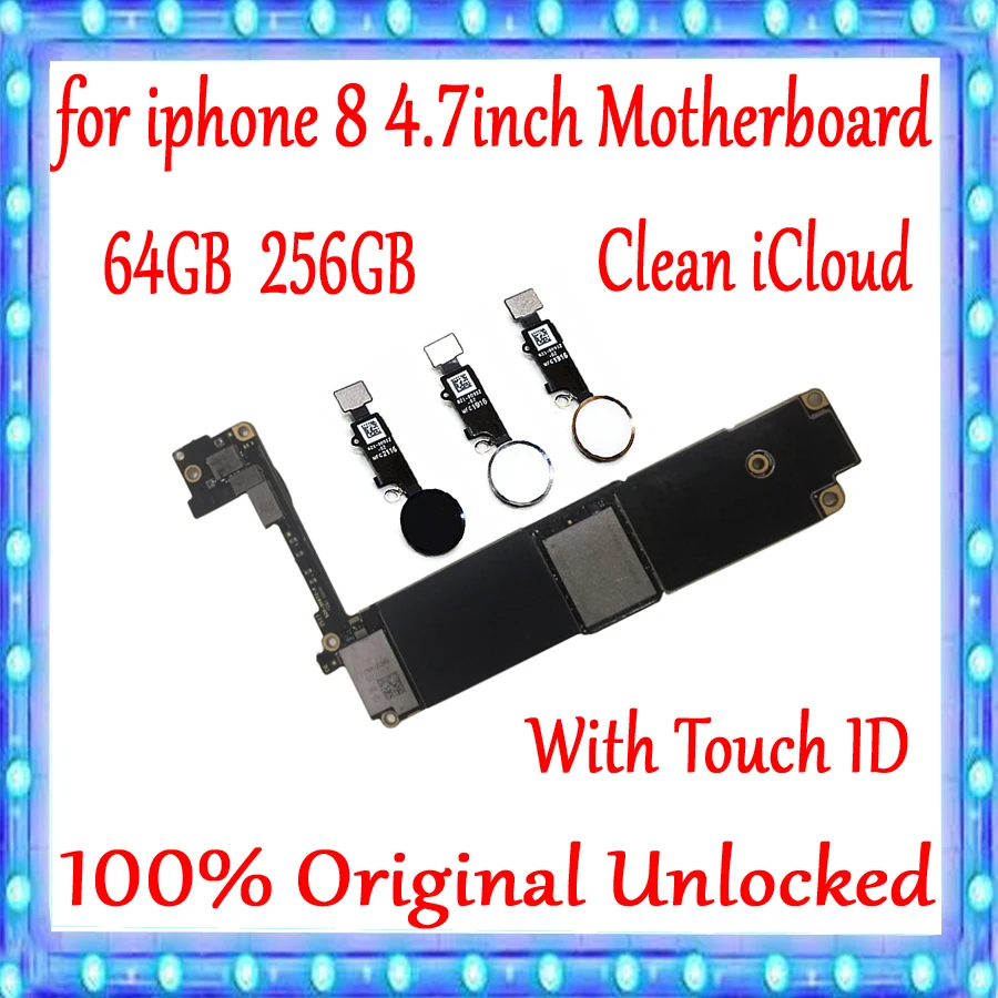 Нет iCloud для iPhone 8 4,7 дюймов материнская плата фабрика разблокированная логическая плата для iPhone 8 материнская плата с сенсорным ID