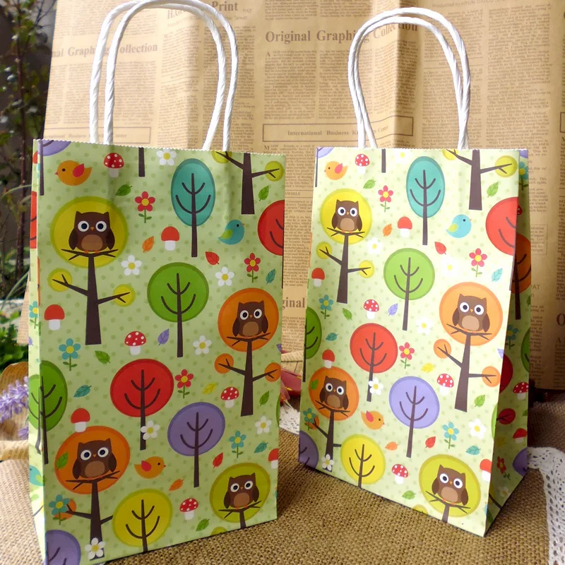 20 шт. бумажный пакет с ручками в виде совы и дерева 21x13x8 см|paper favor bags|bag favorbag paper gift |