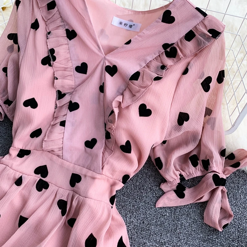 2019 Новая модная женская одежда с принтом любви для взрослых v образным вырезом и