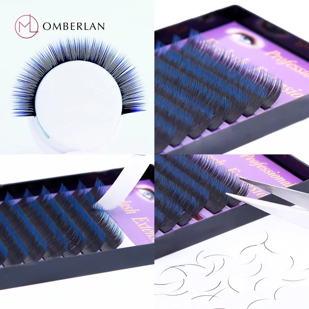 2 Чехол OMBERLAN двухцветный C D Curl 11 мм 0,15 мм двойной цвет глубокий черный база синие наконечники ресницы для наращивания свадьбы