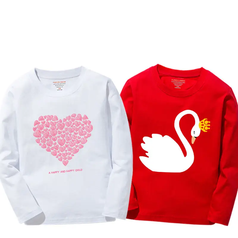 White Red13 2 шт./упак. детская одежда для девочек, хлопковая футболка с длинным рукавом для детей, одежда для малышей с героями мультфильмов; мягкие свитшоты футболки 6 10 15Yrs - Цвет: White Red13