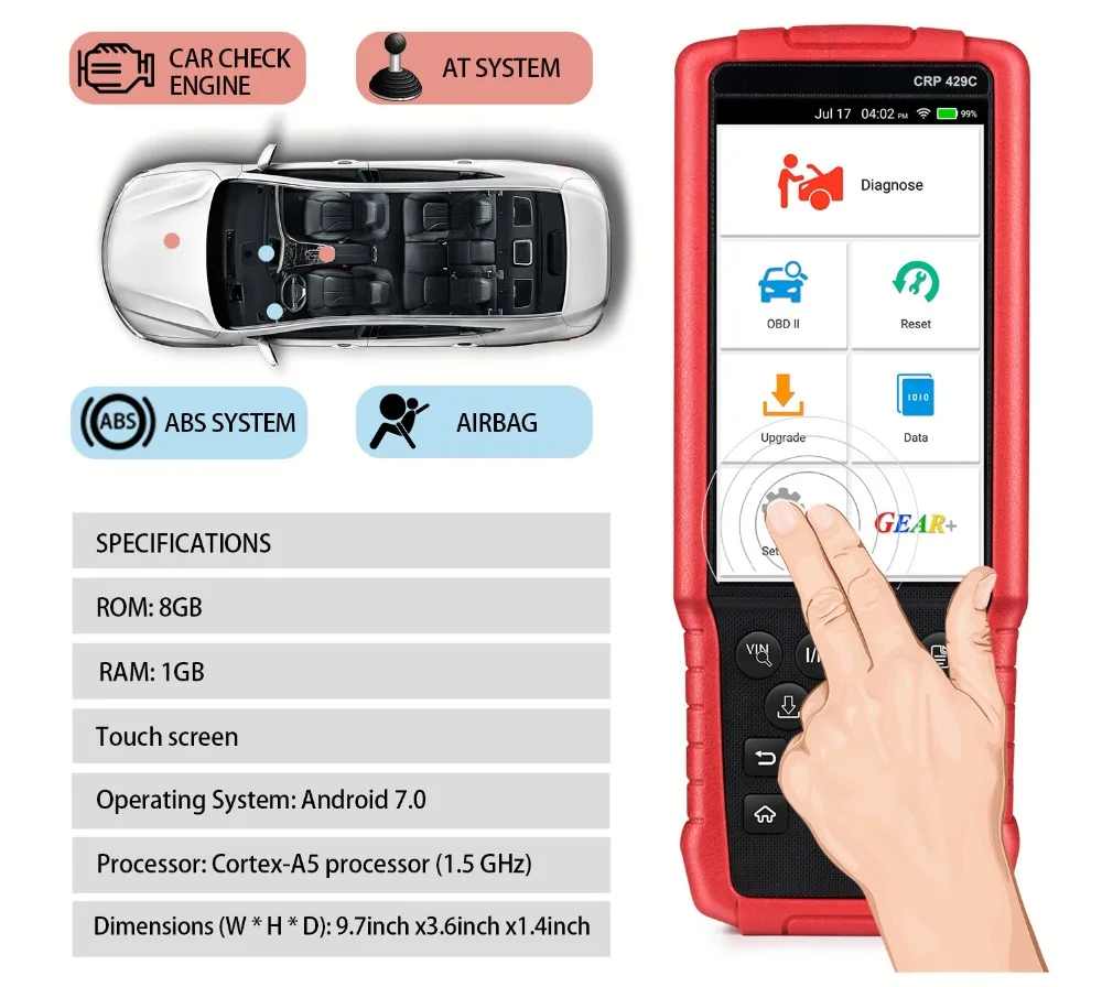 LAUNCH X431 CRP429C OBD2 считыватель кода сканер для двигателя/ABS/SRS/AT+ 11 сброс услуги Creader CRP429 автомобильный диагностический инструмент