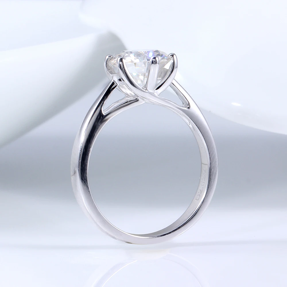 DovEggs, классическое, пасьянс, 14 K, 585, белое золото, 2CTW, 8 мм, Муассанит, бриллиант, обручальное, обручальное кольцо для женщин