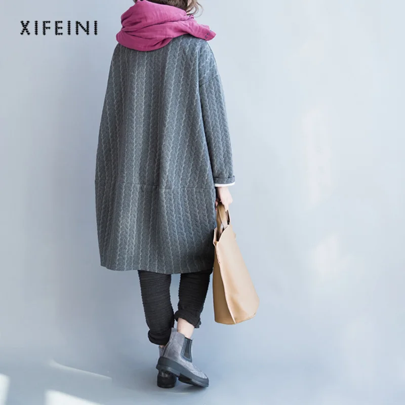 XIFEINI Осень корейский стиль Свободное платье женский Harajuku одежда с длинным