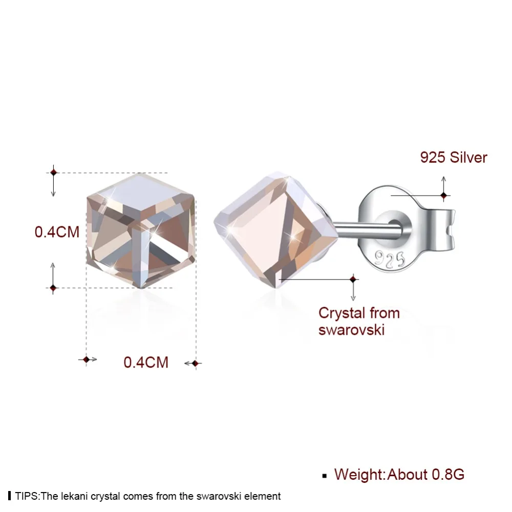 Серьги-капли LEKANI с кристаллами Swarovski, 925, модные квадратные серьги семи цветов, яркие цвета, подарок Ms. Рождественский подарок