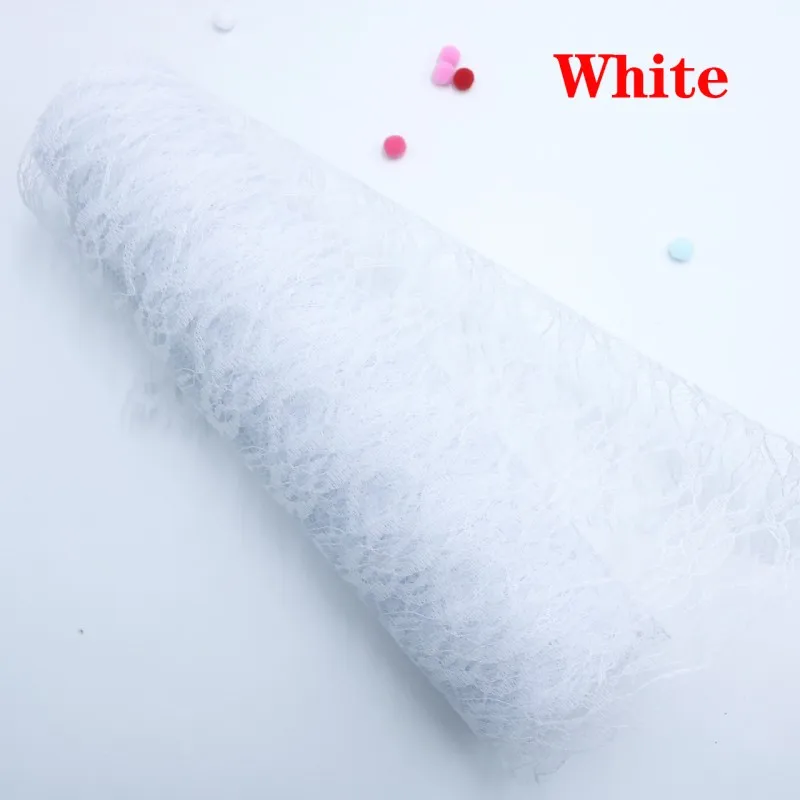 Тюлевая рулонная катушка кружева 1" x10yards DIY сетчатая ткань для свадебной вечеринки стол бегун стул створки Винтажный стиль цветочное украшение места - Цвет: White
