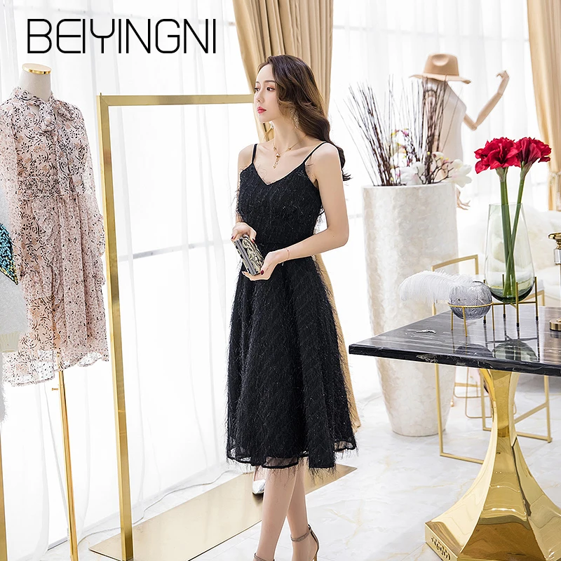 Beiyingni платье 2019 модное без рукавов Спагетти ремень сексуальные платья однотонные