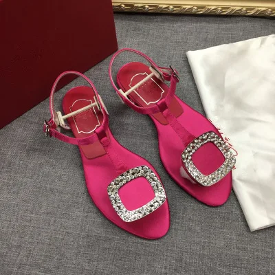 Уличная модная летняя обувь; женская обувь; chaussures femme; дизайнерские босоножки со стразами; Лидер продаж; стильная повседневная обувь на плоской подошве; Sandalias Mujer; - Цвет: As Show