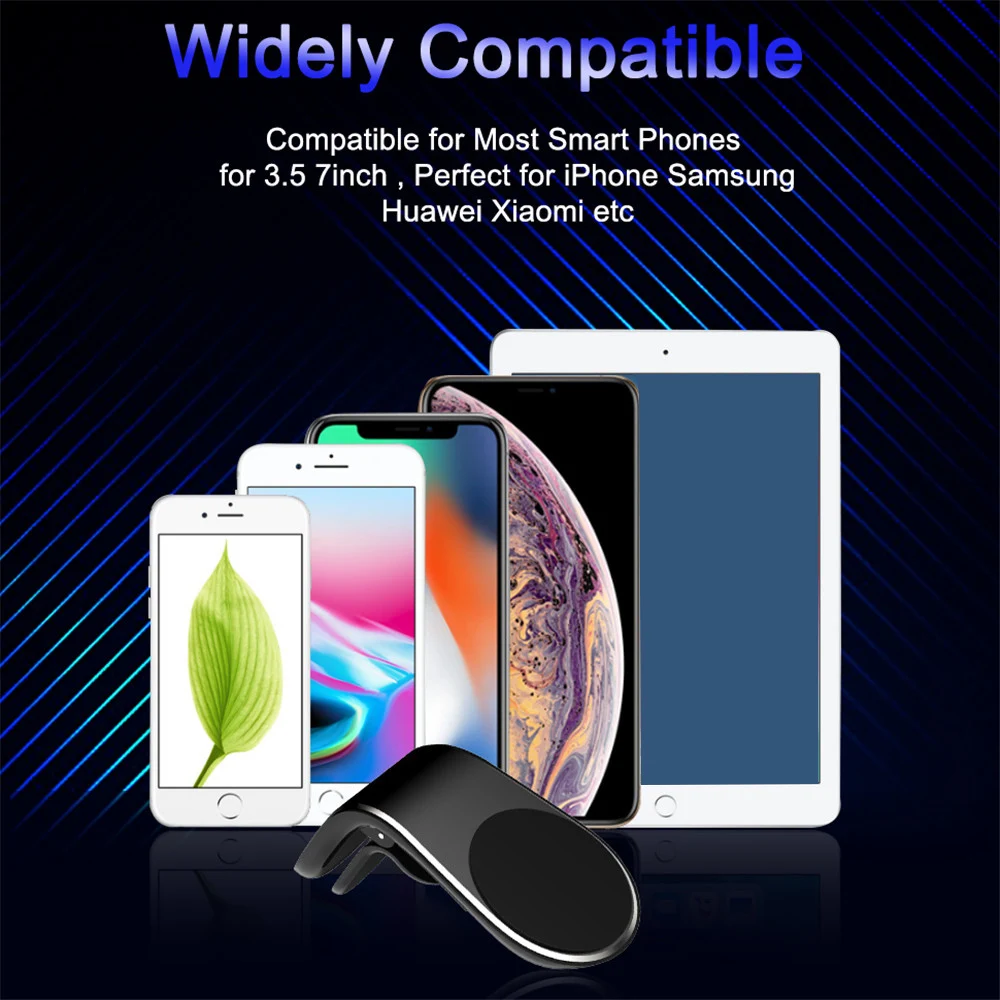 L Shape Magnetic Car Phone Holder Air Vent Mount Stand Car GPS Mobile Phone Holder For iPhone X Samsung S9 Xiaomi