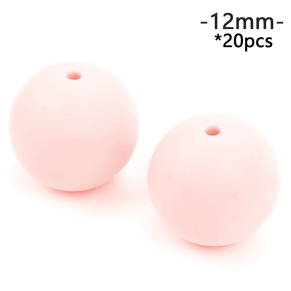 Rose Quartz LOFCA, 12 мм, 20 шт./лот, силиконовые бусины, рассыпчатые, сделай сам, жевательные, цветные, для прорезывания зубов, для младенцев, безопасный, Круглый Прорезыватель - Цвет: Rose Quartz