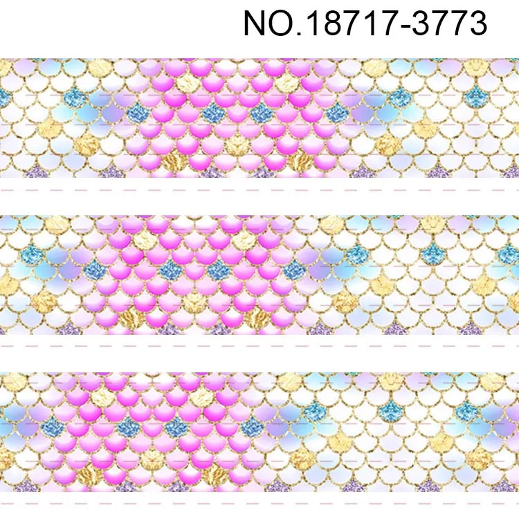 10yards - different sizes Fish scale printed grosgrain ribbon -gradient color fish design | Дом и сад
