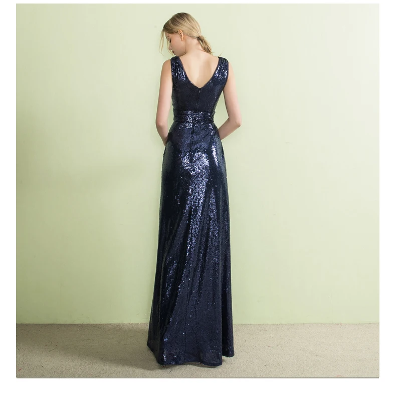 Robe De Soiree ssyfashion вечернее платье сексуальный v образный вырезом блестками и