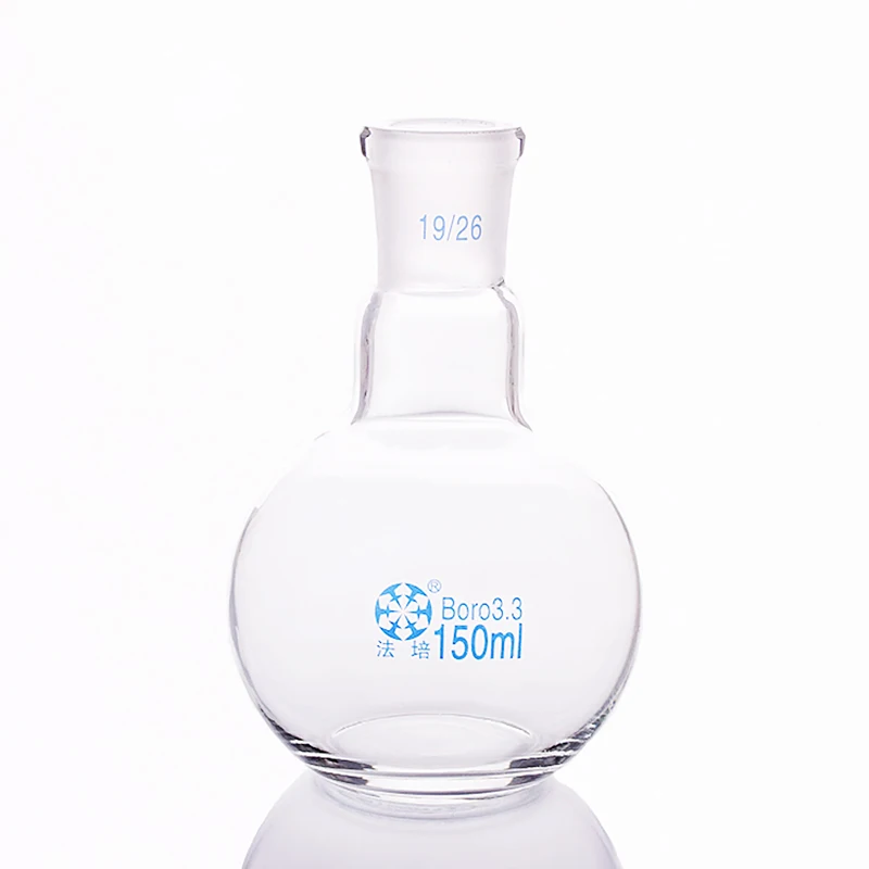 Single standard mouth flat-bottomed flask,Capacity 150ml and joint 19/26,Single neck flat flask,Boiling flask