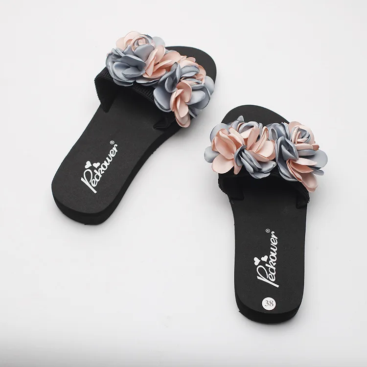 Chanclas/розовые шлепанцы с цветами ручной работы 3 см/6 см; модные женские летние пляжные вьетнамки на платформе и высоком каблуке; zapatos mujer