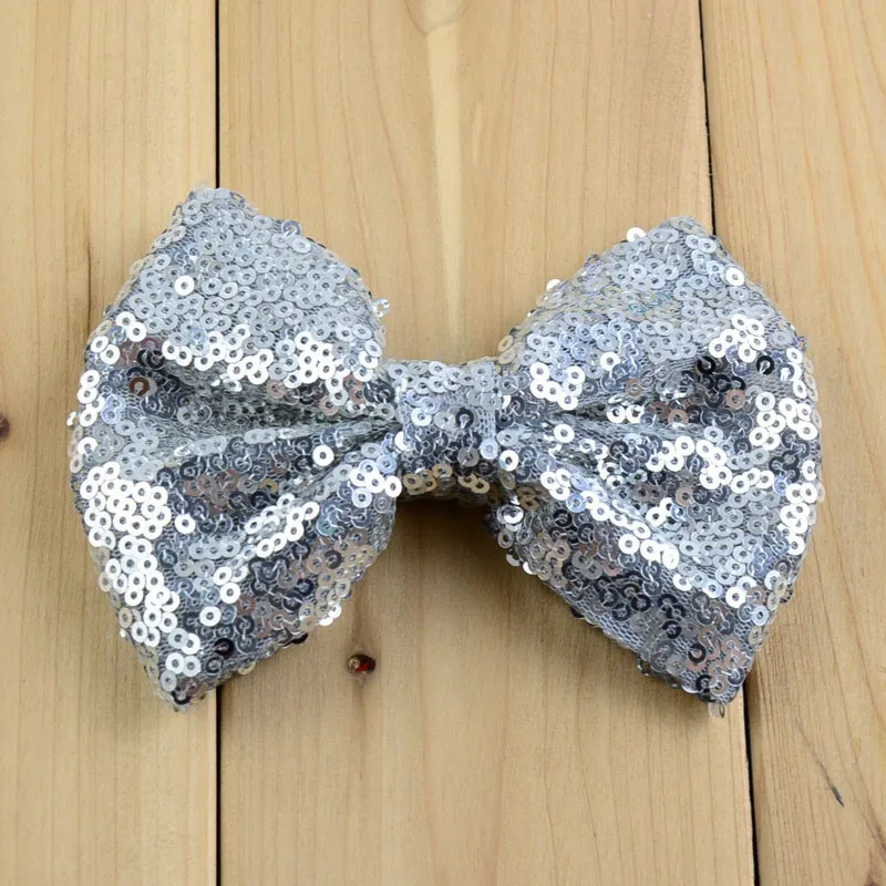 24 Цвет 4.3in роскошный блесток Bowknots 10 шт./лот женщина волос красивые банты женские Head Цветы для девушек, с большим бантом-аксессуар бабочка HDJ23