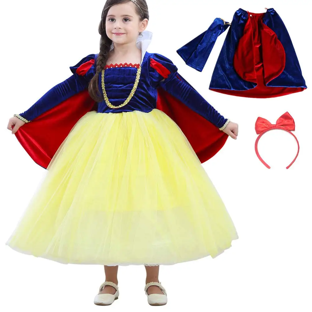 Платье принцессы для девочек белоснежный костюм праздничный роскошный с длинным