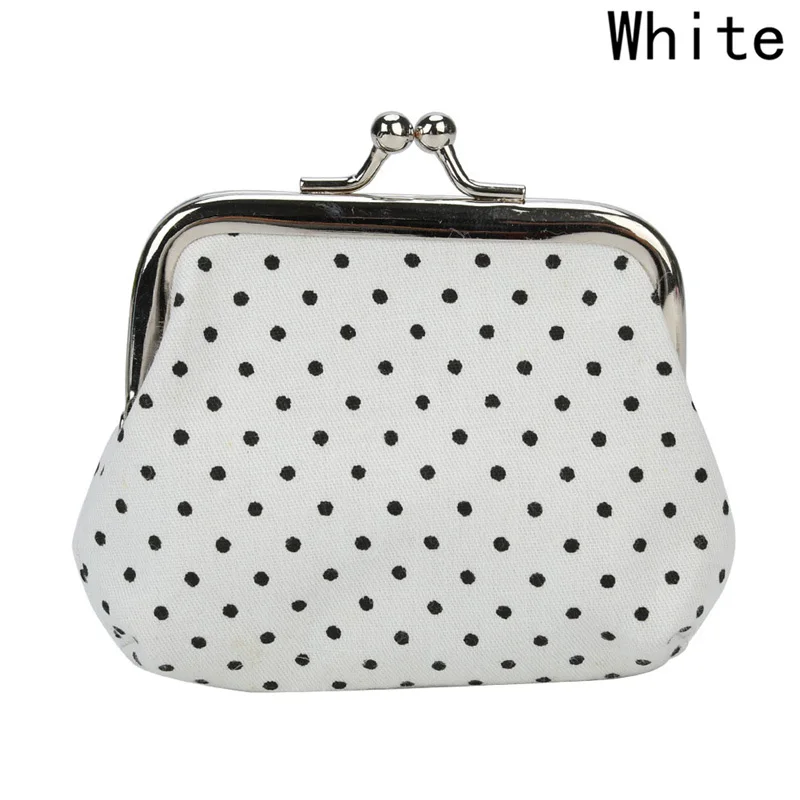 

Flower Printing Women Lovely Polka Dots 2021 New Cute Fabric Metal Button Coin Purse Coin Purses Cotton Coin Wallet