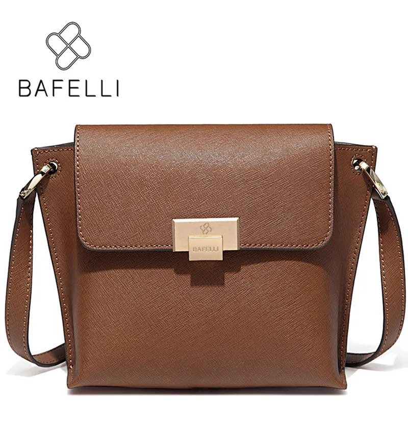 Brown BAFELLI женская сумка через плечо, Новое поступление, разделенная кожа, сумка через плечо, красная сумка, bolso mujer - Цвет: Brown