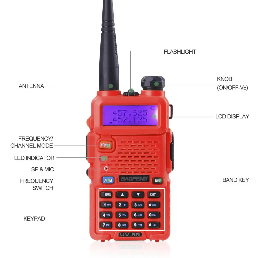 10 шт. Baofeng UV 5R красный радиолюбителей УФ Dual Band рация UV5R 128CH UHF/УКВ FM CB трансивер +