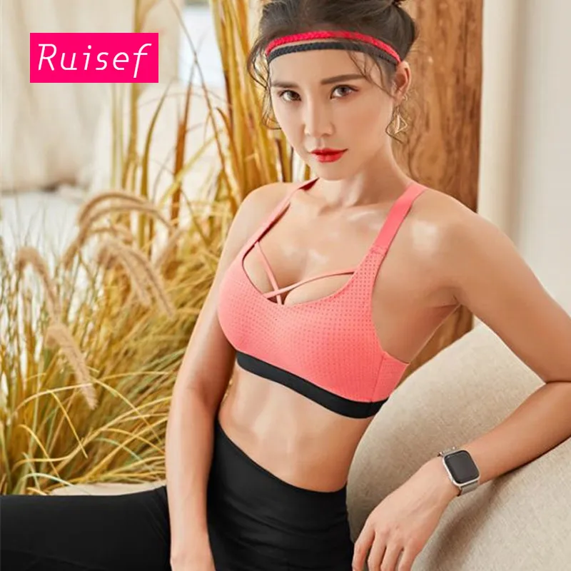 Ruisef2019 бесшовный спортивный бюстгальтер Топ для фитнеса женский укороченный топ