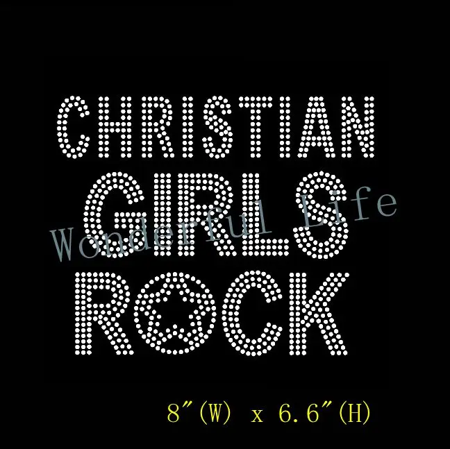 

Free shipping Christian Girls Rock Clear Text Rhinestone Transfer