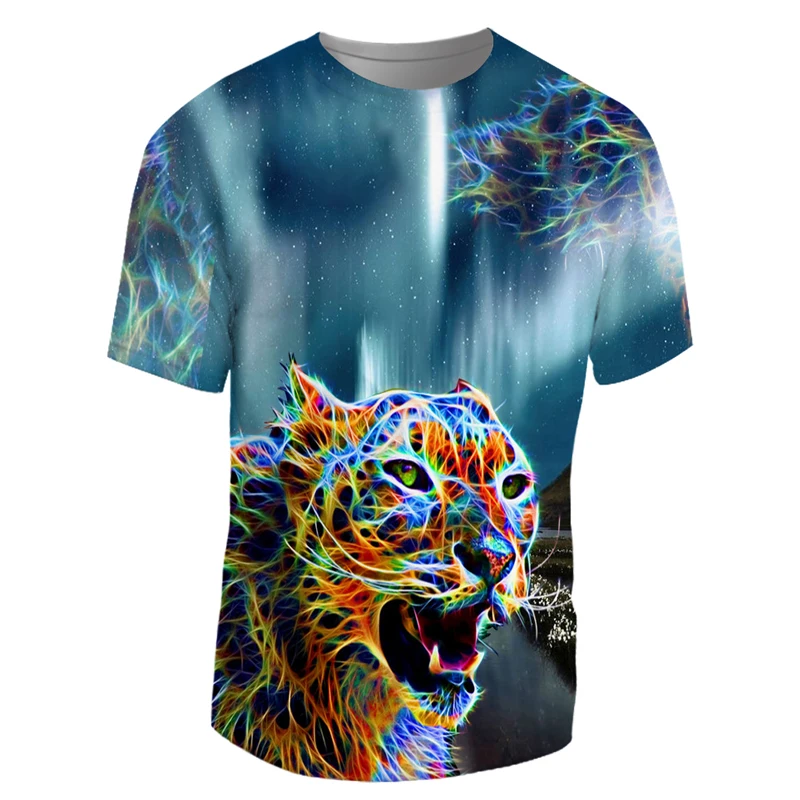 Hip Hop Animal T Shirt Men Women 3d Leopard Print T-shirts Crew Neck Undershirt Funny Couple's Brand Clothing Dropship | Мужская