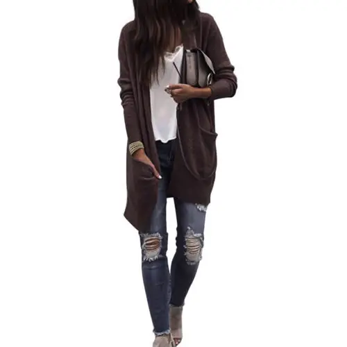 Новинка 2018 женский весенний трикотажный джемпер с длинным рукавом кардиган