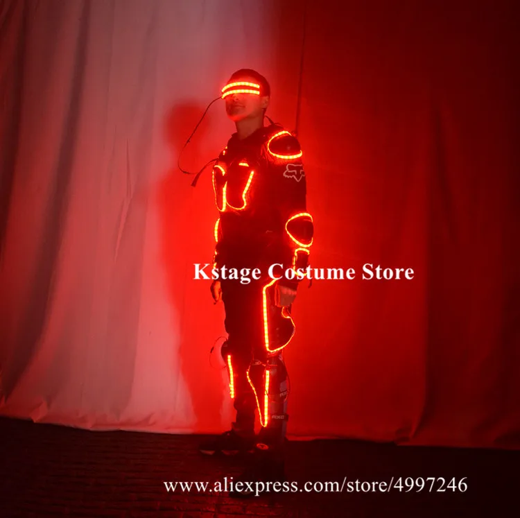 KS68 Party dance stage wears led costumes RGB colorful light robot suit dj glasses armor outfits men luminous dress bar | Дом и сад