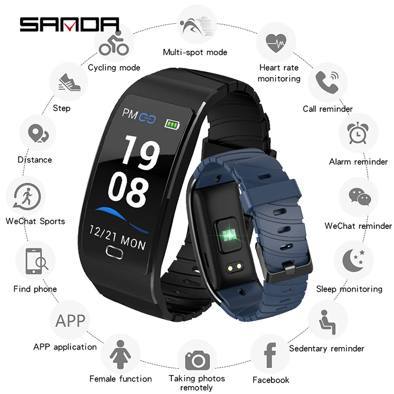 SANDA Bluetooth умные часы спортивный фитнес браслет для мужчин и женщин сердечного
