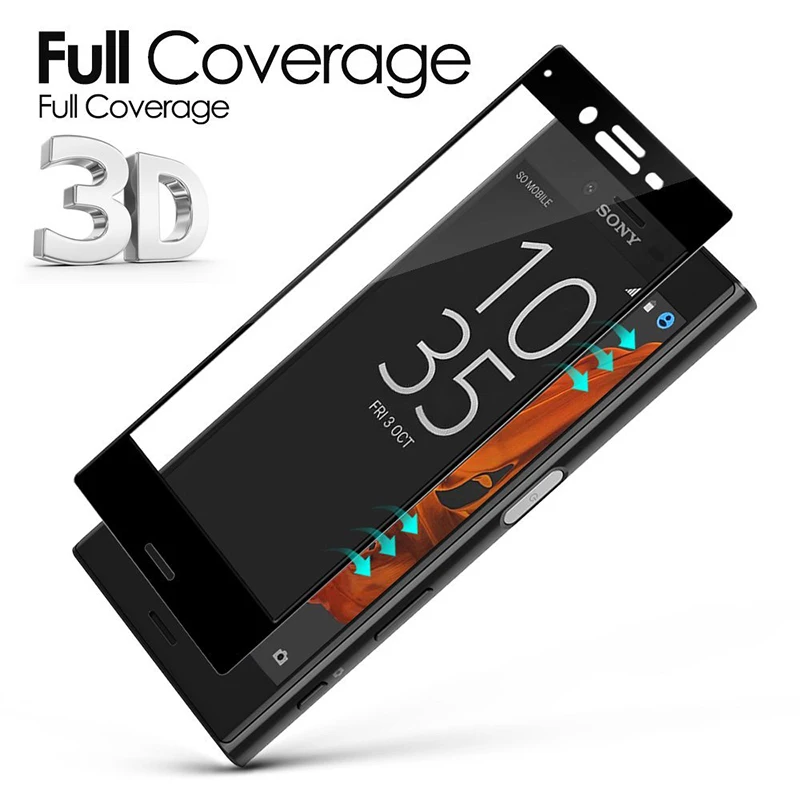 3D полное покрытие из закаленного стекла для sony Xperia XA XA1 Ultra XC X Compact XZS XZ Premium XP защитная пленка на переднюю панель