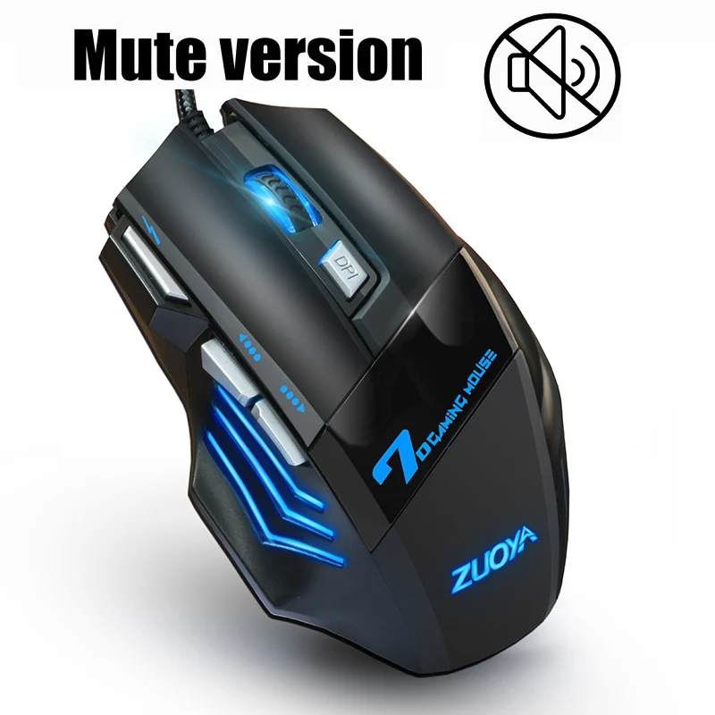 Проводная игровая мышь, 5500 dpi, регулируемый светодиодный, оптическая, USB, компьютерные мыши, бесшумная/звуковая, Профессиональная игра Mause для геймеров, ПК, ноутбуков - Цвет: Mute black MMR3