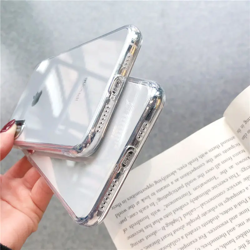With Video For iPhone X XS Max XR 6S 6 8 7 Plus Cover Fashion TPU Transparent Phone Case Metal Lens Protection Shell |