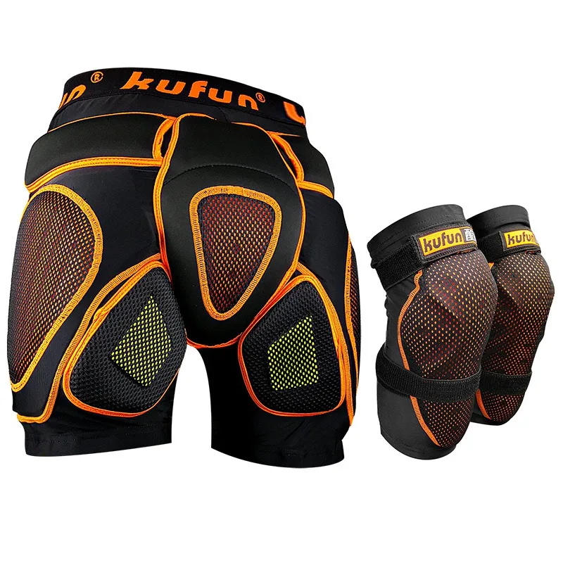 SET knee and hip PRO KUFUN D3O мягкие шорты для детей взрослых лыжный Лонгборд Горные сноуборды скейтборд роликовые коньки защитное снаряжение - Цвет: SET knee and hip PRO