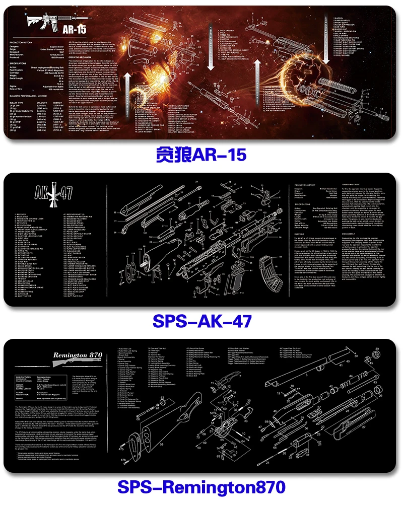 P226 P229 XD 1911 Glock пистолет чистящий резиновый коврик 1" x 11" с схемой деталей и инструкциями оружейные стенды коврик для мыши