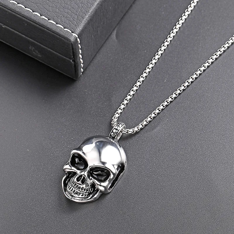 Для Мужчин Скелет Кулон Цепочки и ожерелья Дизайн Jewellery панк Нержавеющая сталь