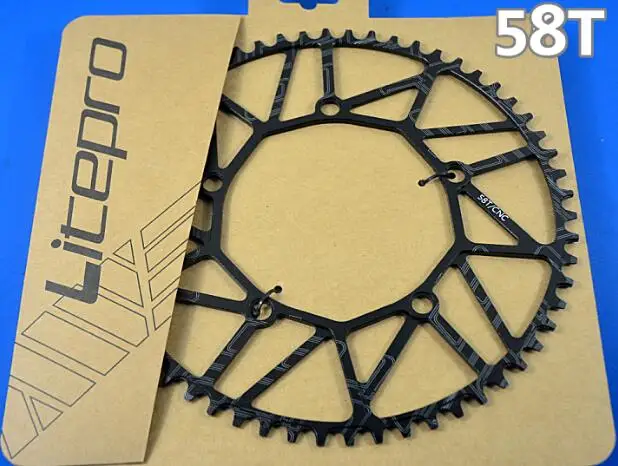 58T black chainring Шатун цепи Litepro 130 BCD полный полый 50 T/52 T/54 T/56 T/58 T Односкоростной велосипед широкий узкий цепной круг 130bcd - Цвет: 58T black chainring