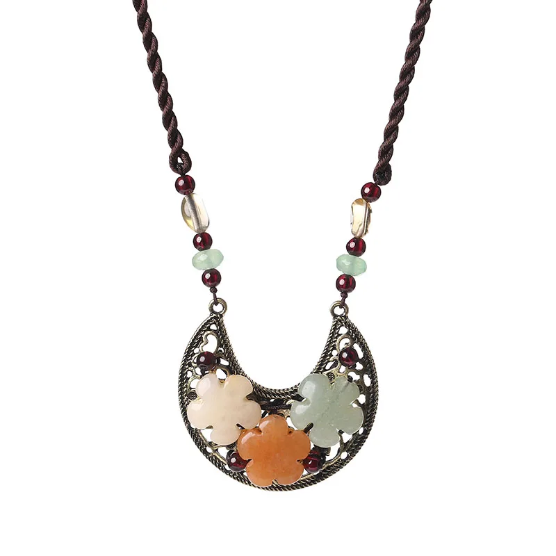 Национальное короткое ожерелье с нефритовым цветком кулон аксессуары в стиле