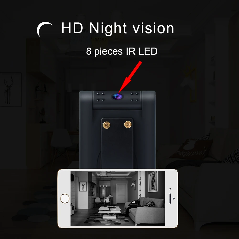 WiFi мини камера беспроводная 4K Ultra HD няня градусов вращающаяся линза монитор