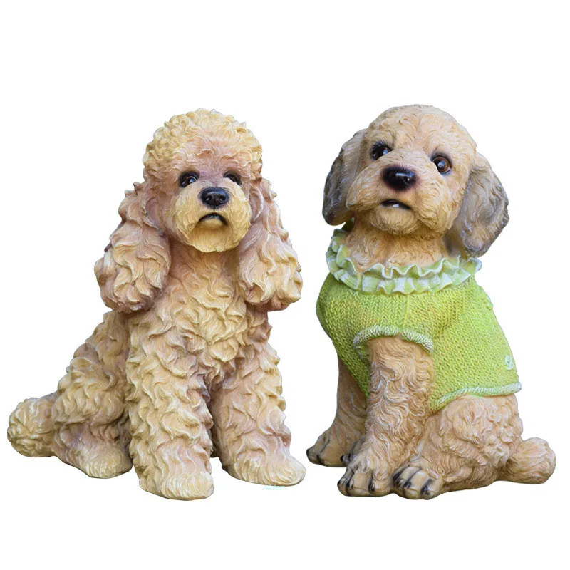 

12" Cute Puppy Statue Simulation Teddy Dog GK Home Decor Birthday Gift Action Figure Collectible Model Toy BOX 30CM B385