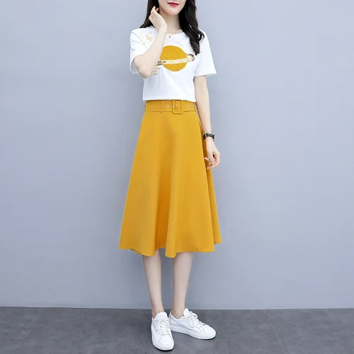 Элегантный свободный летний комплект из 2 предметов с принтом Модный