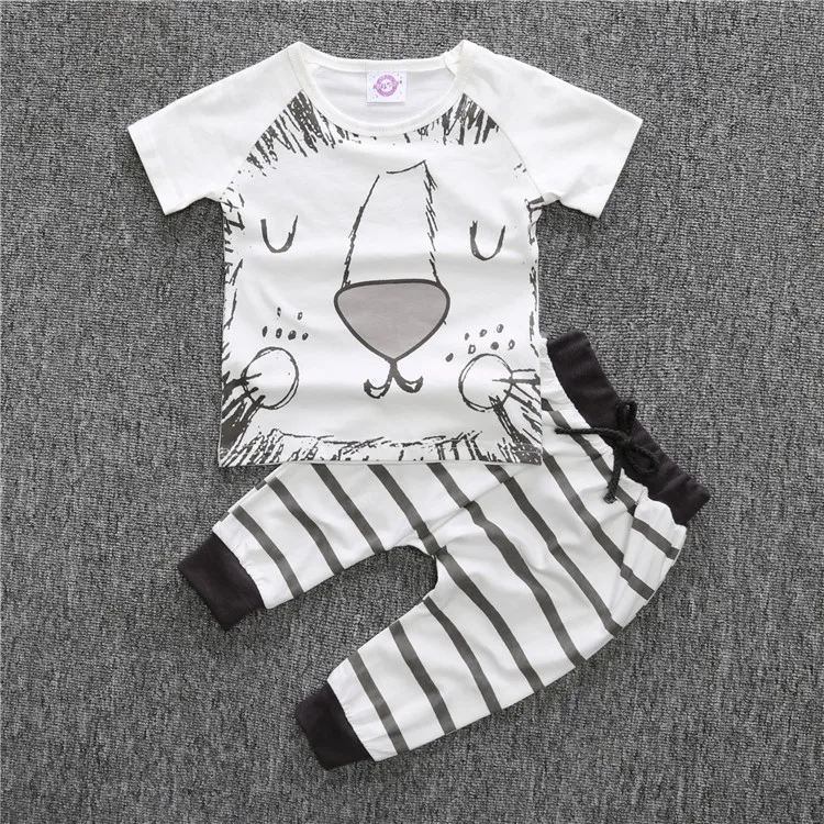 Футболка с коротким рукавом и штаны для мальчиков рисунком льва кота|t-shirts