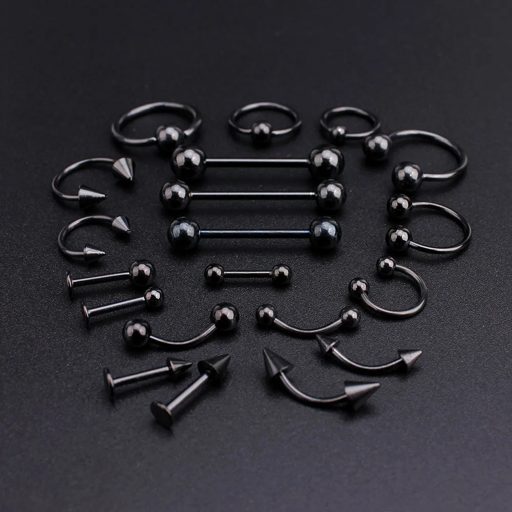100 шт./компл. черные серьги из нержавеющей стали с коническим отверстием