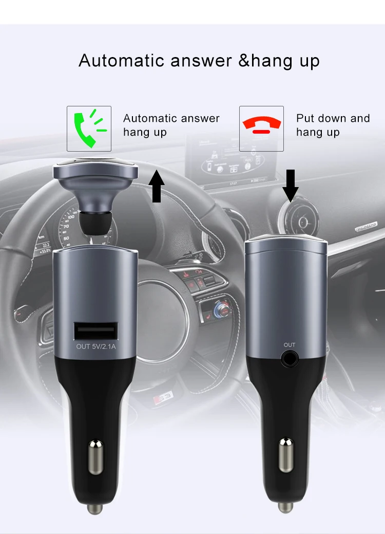 Fdoman, автомобильная bluetooth-гарнитура, комплект громкой связи с 5 В/2,1 А, быстрое USB зарядное устройство, поддержка AUX, аудио выход